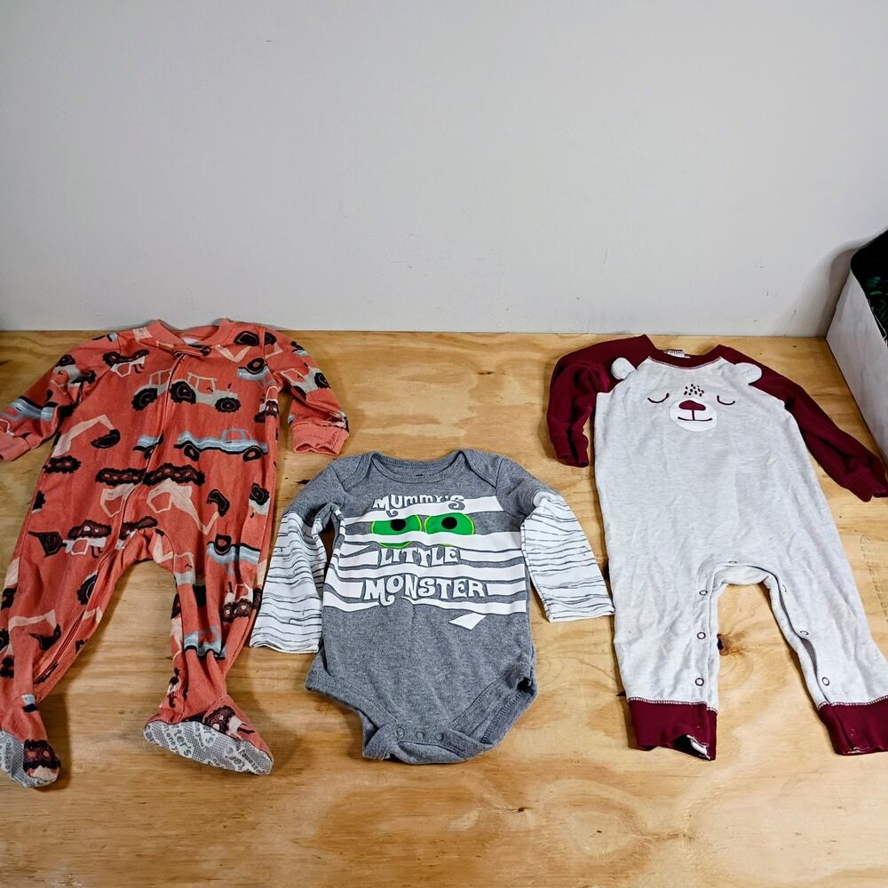 Lot of 3 Baby Boy 12M Clothes Cat & Jack Carter's Halloween Construction Bear